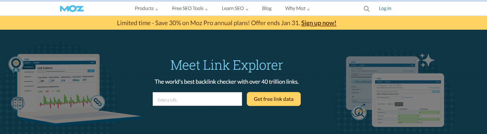 check inbound links - moz link explorer